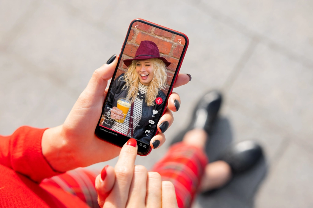 stock photo woman viewing social media content